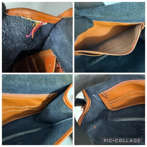 Vintage Dooney & Bourke All-Weather-Leather Navy Blue Tan Leather Trims Bag - Picture 9 of 11